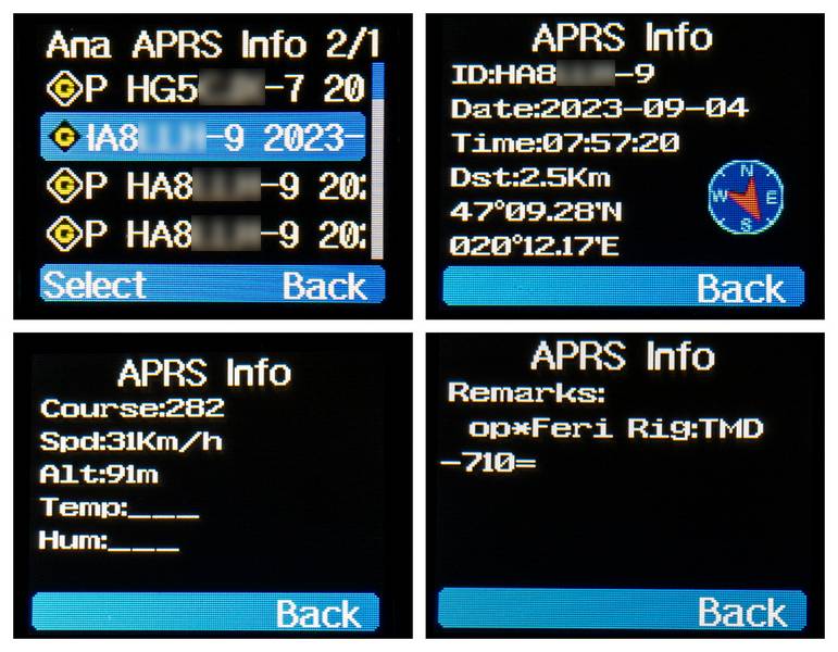 APRS távirat megtekintése Anytone készüléken