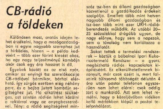 CB-rádió a földeken