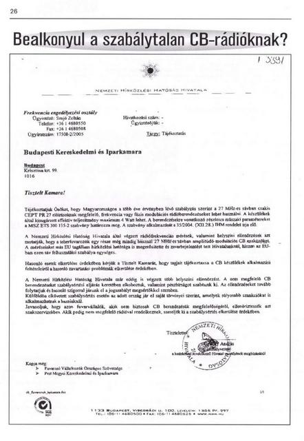 Az NHH levele a fuvarozói érdekképviseleteknek.
