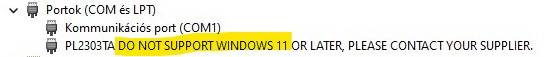PL2303TA DO NOT SUPPORT WINDOWS 11