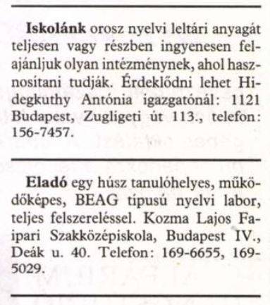 Eladó nyelvi laborok