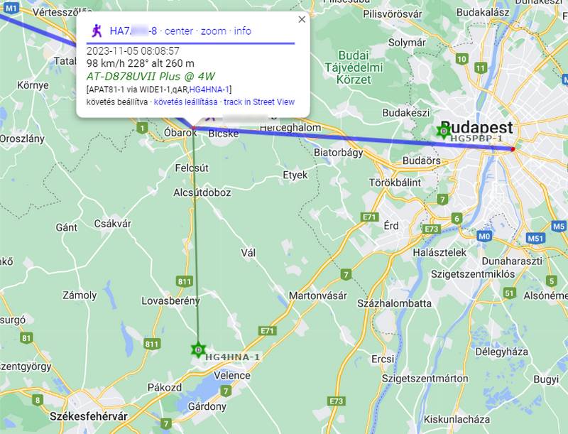 Feljutás az APRS hálózatra az M1-es autópályáról