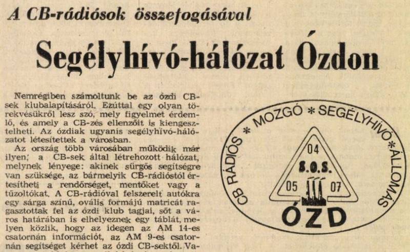 CB-s segélyhívó hálózat Ózdon