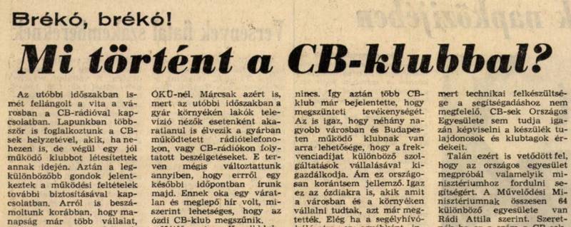 Az ózdi CB-s klub alkonya