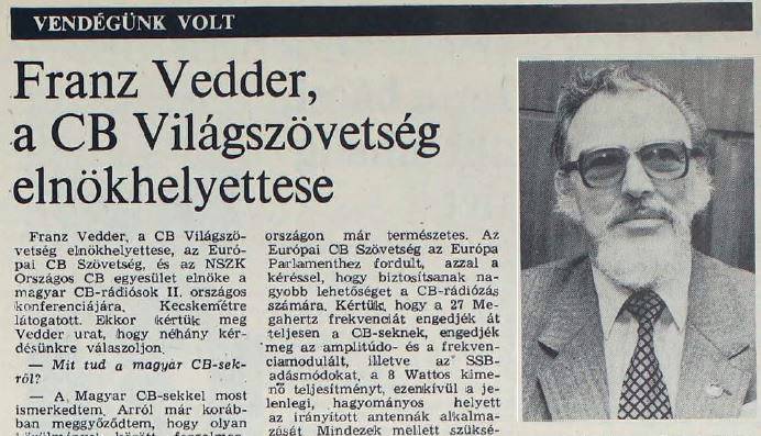 Franz Vedder, a CB Világszövetség elnökhelyettese