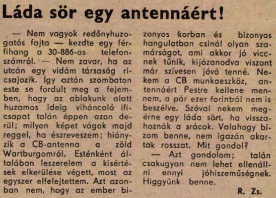 Láda sör egy antennáért