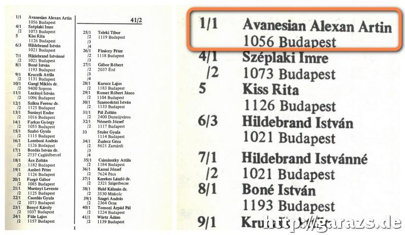 Az 1-es hívószám tulajdonosa.