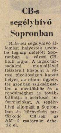 CB segélyhívó Sopronban