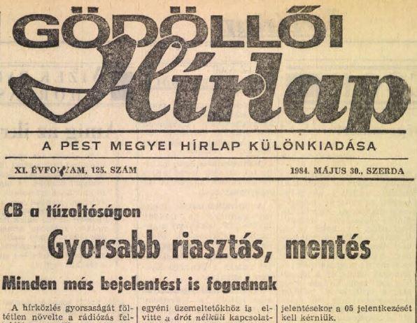 A Gödöllői Hírlap cikke a CB rádió tűzoltóságon történő alkalmazásáról.