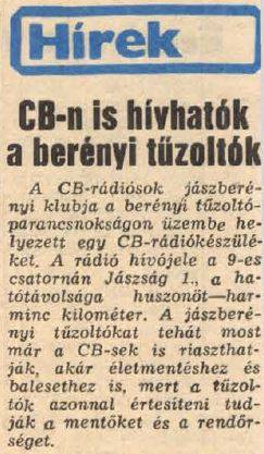 CB a jászberényi tűzoltóknál