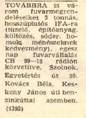 Építőanyag szállítás megrendelhető CB-n.