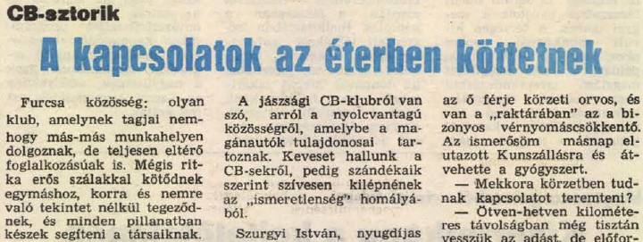 Jászsági CB-s klub alakulása